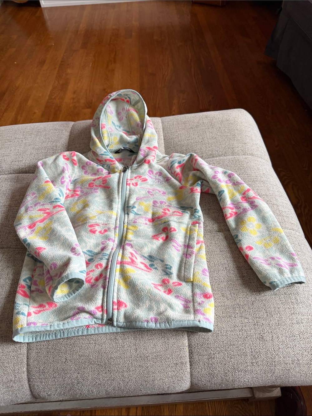 The North Face Girls Fleece Hoodie Sz 5 Floral Full Zip